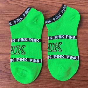 Hot Motion Socks PINK Socks New Unisex Cotton Mix Random  Harajuku Creative Happy Casual Sports Short Ankle Pink Letters Socks